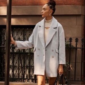 Abercrombie & Fitch Grey Wool Double Breasted Coat